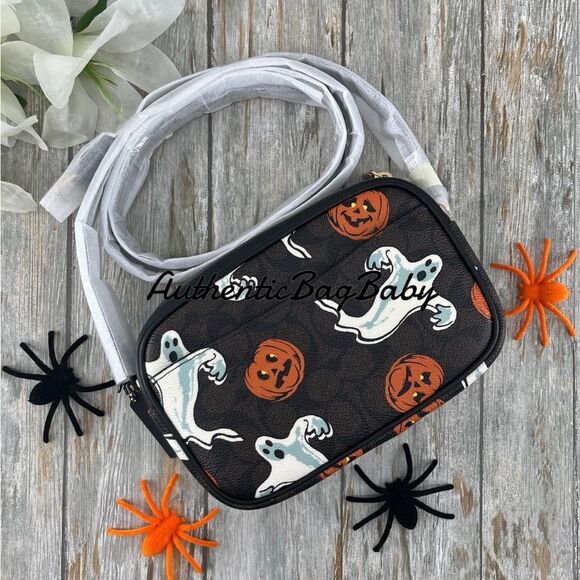 Authentic Coach Mini Jamie Camera Bag In Signature Canvas With Halloween Print - Picture 4 of 12